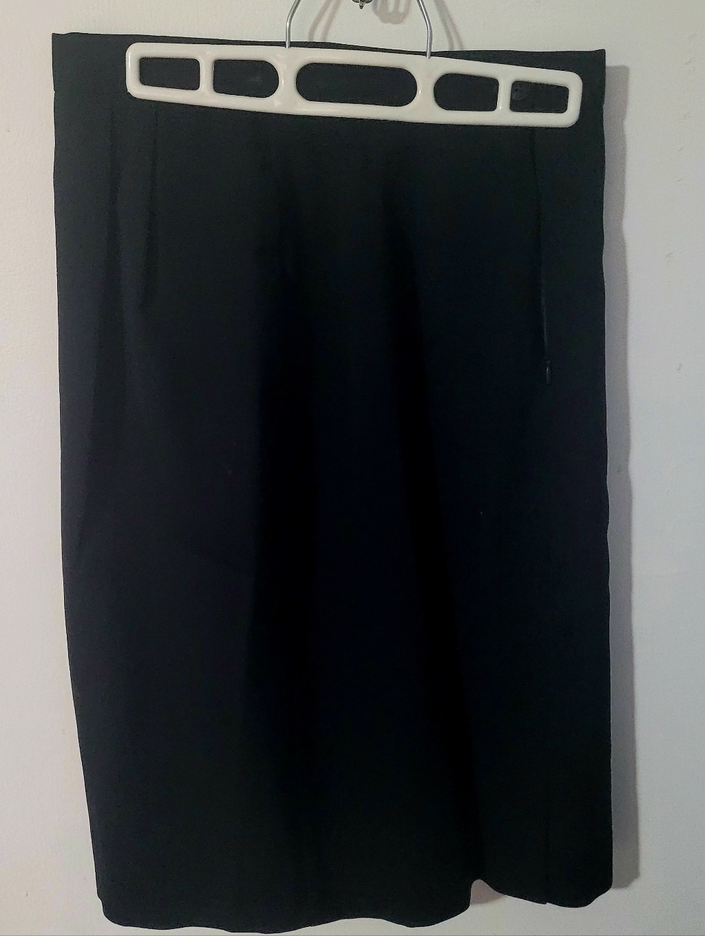 Vintage Lloyd Williams Black Wool Midi Skirt Sz 8 Side Buttons Pockets